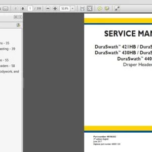 New Holland Duraswath 421HB 425HB 430HB 436HB 440HB Draper Header Service Repair Manual (48106362) - PDF Download