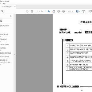 New Holland E215BJ HYDRAULIC EXCAVATOR SHOP MANUAL (84163741)  - PDF DOWNLOAD
