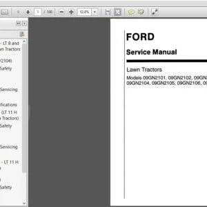 New Holland Ford Lawn Tractor 09GN2101 2102 2103 2104 2105 2106 Service Repair Manual (40210150) - PDF Download