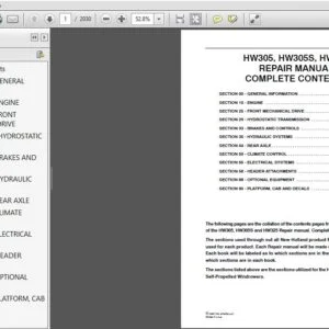New Holland HW305 HW305S HW325 Self Propelled Windrower Service Manual - PDF DOWNLOAD