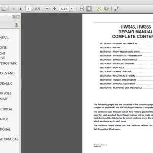 New Holland HW345 HW365 Self Propelled Windrower Service Repair Manual - PDF DOWNLOAD