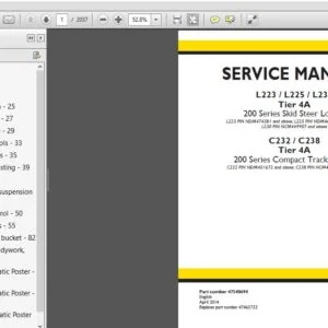 New Holland L223 L225 L230 C232 C238 Tier 4A 200 Series Skid Steer Loader / Compact Track Loader Service Manual - Download
