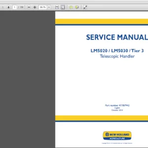 New Holland LM5020  LM5030  Tier 3 Telescopic Handler Service Repair Manual (47787942) New Holland LM5020 - PDF Download