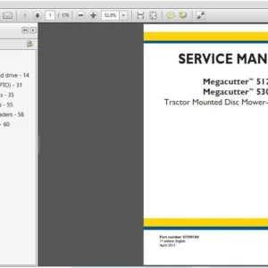 New Holland Megacutter 512 530 Tractor Mounted Disc Mower Conditioner Service Manual-Downlaod