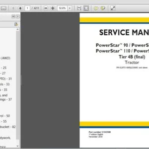 New Holland PowerStar 90,100,110,120 Tier 4B (final) Tractor Service Manual (51543580) - PDF Download