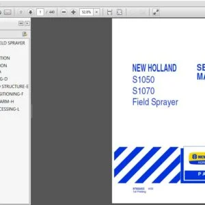 New Holland S1050 S1070 Field Sprayer Service Manual - PDF DOWNLOAD
