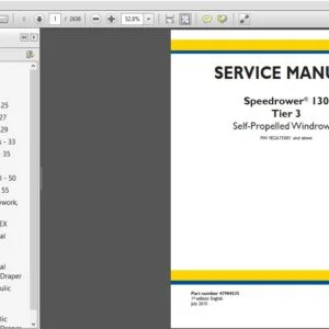 New Holland Self Propelled Windrower Speedrower 130 Tier 3 Service Manual 47904535 - PDF DOWNLOAD