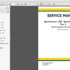 New Holland Self Propelled Windrower Speedrower 200, Speedrower 240 Tier 3 Service Manual 47904526 - PDF DOWNLOAD