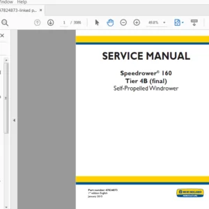 New Holland Speedrower® 160 Tier 4B (final) Self-Propelled Windrower Service Manual 47824873 - PDF DOWNLOAD