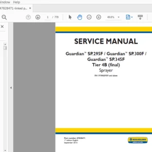 New Holland Sprayer Guardian SP.295F, SP.300F, SP.345F Tier 4B Service Manual 47828471 - PDF DOWNLOAD