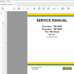New Holland Sprayer Guardian SP260R, SP300R Tier 4B Service Manual 47828487 - PDF DOWNLOAD