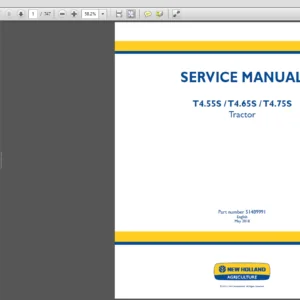 New Holland T4.55S T4.65S T4.75S Tractor Service Repair Manual (51489991) - PDF Download