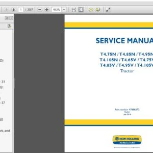New Holland T4.75N – T4.105V Tractor Service Manual 47888373 - PDF DOWNLOAD