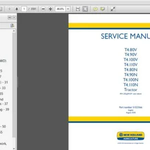 New Holland T4.80V T4.90V T4.100V T4.110V T4.80N T4.90N T4.100N T4.110N Tractor Service Manual - PDF Download