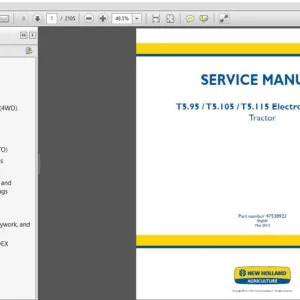New Holland T5.95 T5.105 T5.115 Electro Command Tractor Service Manual (47538922) - PDF Download