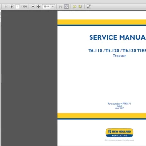 New Holland T6.110 /T6.120 /T6.130 TIER 3 Tractor Service Repair Manual (47793371A) New Holland T6.110 - PDF Download