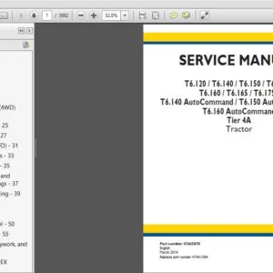 New Holland T6.120 T6.140 T6.150 T6.155 T6.160 T6.165 T6.175/ T6.140 T6.150 T6.160 AutoCommand Tier 4A Tractor Service Manual - Download