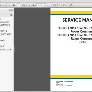 New Holland T6030 T6050 T6070 T6080 T6090  Power Command /Range Command Tractor Service Repair Manual (87727160BNA) - PDF Download