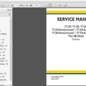 New Holland T7.230, T7.245, T7.260, T7.270 Tier 4 Service Manual 47936455 - PDF DOWNLOAD