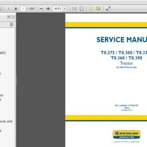 New Holland T8.275 T8.300 T8.330 T8.360 T8.390 Tractor Service Manual - PDF Download