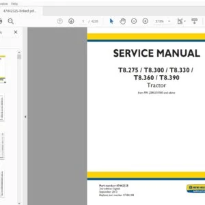 New Holland T8.275, T8.300, T8.330, T8.360, T8.390 Tractor Service Repair Manual 47442325 - PDF DOWNLOAD