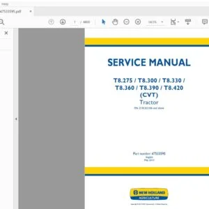 New Holland T8.275,T8.300,T8.330,T8.360,T8.390,T8.420 (CVT) Tractor Service Repair Manual 47533595 - PDF DOWNLOAD
