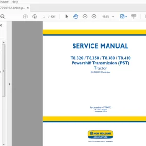New Holland T8.320,T8.350,T8.380,T8.410 (PST) Tractor Service Repair Manual 47794972 - PDF DOWNLOAD