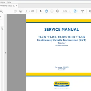 New Holland T8.320,T8.350,T8.380,T8.410,T8.435 (CVT) Tractor Service Repair Manual 47794970 - PDF DOWNLOAD