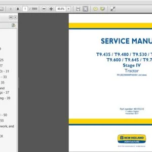 New Holland T9.435 T9.480 T9.530 T9.565 T9.600 T9.645 T9.700 Stage IV Tractor Service Manual (48193210) - NH - PDF Download