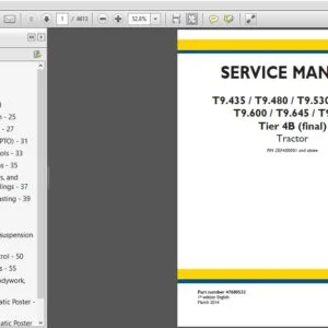 New Holland T9.435 T9.480 T9.530 T9.565 T9.600 T9.645 T9.700 Tier 4B (final) Tractor Service Manual - PDF Download