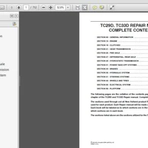 New Holland TC29D TC33D Tractor Service Repair Manual (87036756) - New Holland TC29D TC33D - PDF Download