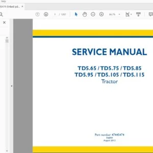 New Holland TD5.65, TD5.75, TD5.85, TD5.95, TD5.105, TD5.115 Tractor Service Repair Manual 47445474 - PDF DOWNLOAD