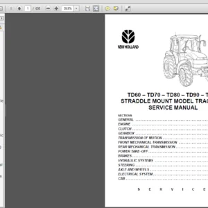 New Holland TD60 TD70 TD80 TD90 TD95 Tractor Straddle Mount Service Manual (84285908R0) - PDF Download