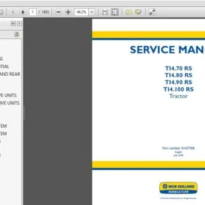 New Holland TI4.70 RS, TI4.80 RS, TI4.90 RS, TI4.100 RS Tractor Service  Repair Manual - NH - PDF Download