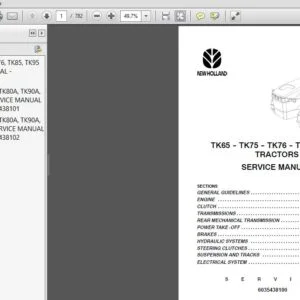 New Holland TK65 TK75 TK76 TK85 TK95 Tractors  Service Manual 6035438100 - PDF DOWNLOAD