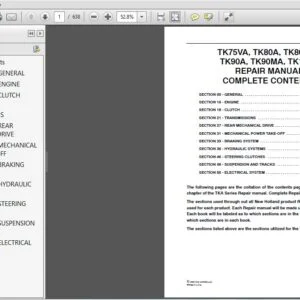 New Holland TK75VA TK80A TK80MA TK90A TK90MA TK100A Repair Manual 87582124  - PDF DOWNLOAD
