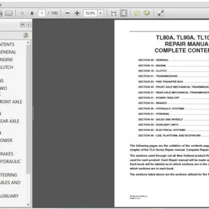 New Holland TL80A TL90A TL100A Tractor Service Repair Manual 87580875  - PDF DOWNLOAD