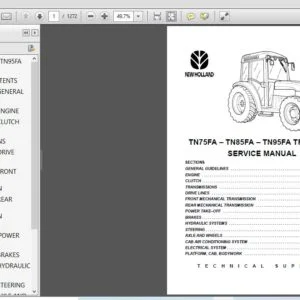 New Holland TN75FA TNH85FA TN95FA Tractor Service Manual 6035445100- PDF DOWNLOAD