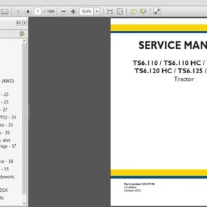 New Holland TS6.110 TS6.110 HC TS6.120 TS6.120 HC TS6.125 TS6.140 Tractor Service Manual-Download
