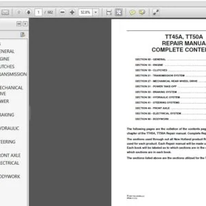 New Holland TT45A, TT50A Tractors Service Repair Manual 87655297 - PDF DOWNLOAD