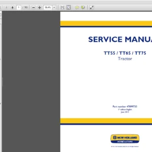 New Holland TT55 TT65 TT75 Tractor Service Repair Manual (47899733) - PDF Download
