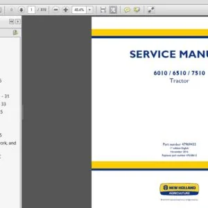 New Holland Tractor 6010, 6510, 7510 Service Manual 47969433 - PDF DOWNLOAD
