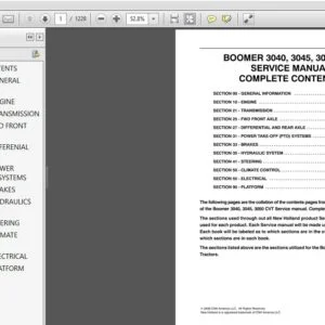 New Holland Tractor Boomer 3040 3045 3050 CVT Service  Repair Manual (84126849) - NH 3040 3045 3050 - PDF Download