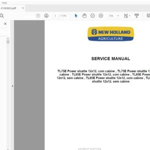New Holland Tractor Power Shuttle TL75, TL85, TL95 Service Manual 47543025 - PDF DOWNLOAD