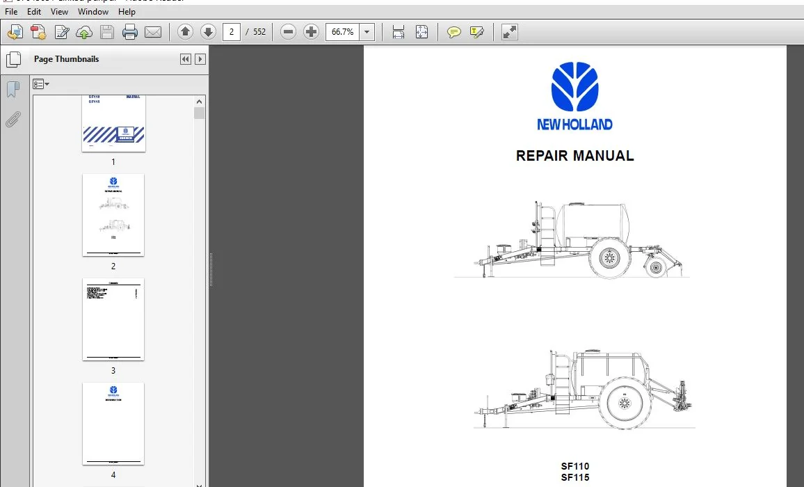 New Holland Tractor SF110 SF115 Field Sprayer Service Repair Manual (87045631) - New Holland - PDF Download - Image 3
