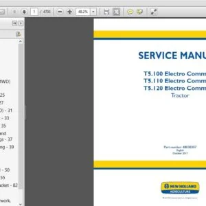 New Holland Tractor T5.100, T5.110, T5.120 Electro Command Service Manual 48038307 - PDF DOWNLOAD
