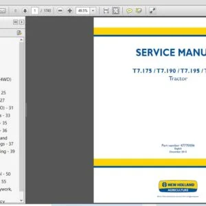 New Holland Tractor T7 175 T7 190 T7 195 T7 205 Service Manual 47770506 - PDF DOWNLOAD