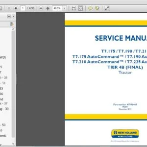 New Holland Tractor T7.175, T7.190, T7.210,T7.225 AutoCommand Service Manual - PDF DOWNLOAD