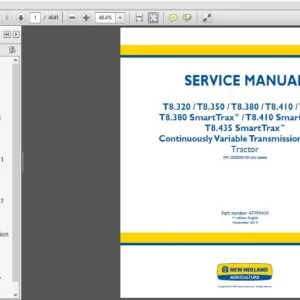 New Holland Tractor T8.320 T8.350 T8.380 T8.410 T8.435 SmartTrax CVT Service Manual 47799439 - PDF DOWNLOAD