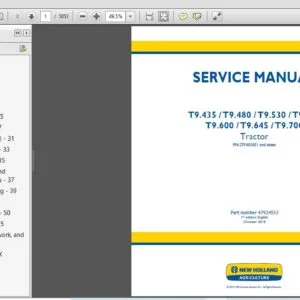 New Holland Tractor T9.435, T9.480, T9.530, T9.565, T9.600, T9.645, T9.700 Service Manual - PDF DOWNLOAD